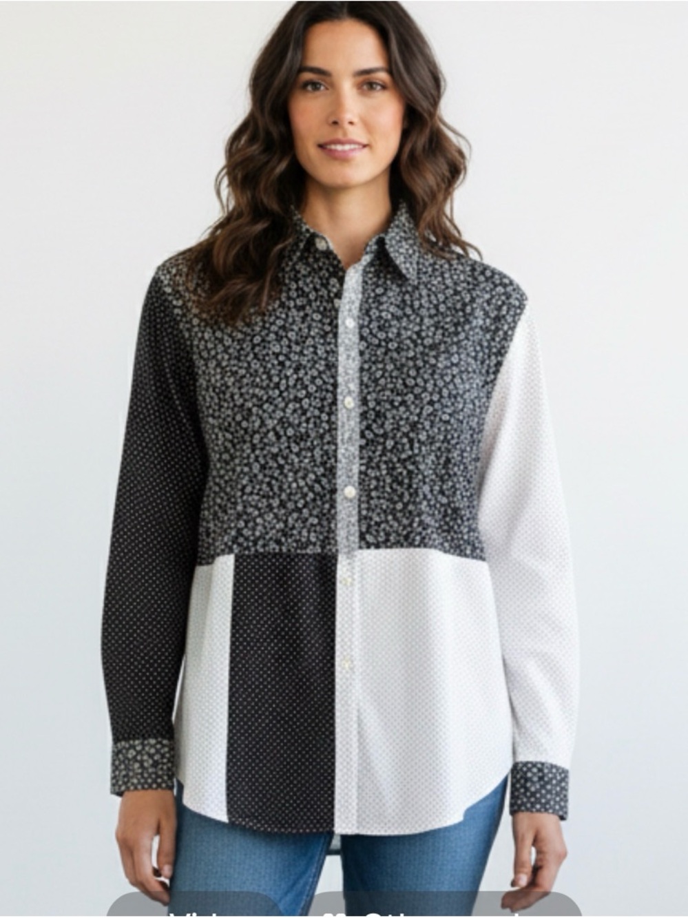 Pip Squeek Chapeau Black and White Patterned Shirt size L
